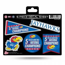 University Of Kansas Jayhawks 5 Time National Champions - 5 Piece Sticker Sheet