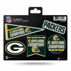 Green Bay Packers 4 Time Super Bowl Champions - 5 Piece Sticker Sheet