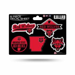 Arkansas State University Red Wolves - 5 Piece Sticker Sheet