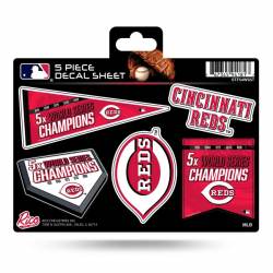 Cincinnati Reds 5 Time World Series Champions - 5 Piece Sticker Sheet