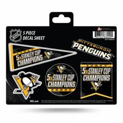 Pittsburgh Penguins 5 Time Stanley Cup Champions - 5 Piece Sticker Sheet