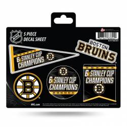 Boston Bruins 6 Time Stanley Cup Champions - 5 Piece Sticker Sheet