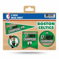 Boston Celtics 17 Time NBA Champions - 5 Piece Sticker Sheet