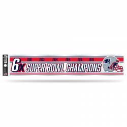 New England Patriots 6 Time Super Bowl Champions - 3x17 Clear Vinyl Sticker