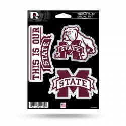 Mississippi State University Bulldogs - 3 Piece Triple Play Sticker Sheet