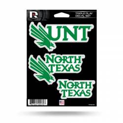 University Of North Texas Mean Green - 3 Piece Triple Play Sticker Sheet