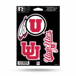 University Of Utah Utes - 3 Piece Triple Play Sticker Sheet