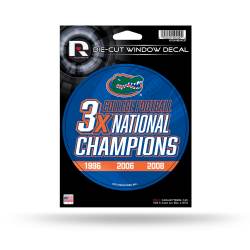 Florida Gators 3 Time College Football Champs - Die Cut Vinyl Sticker