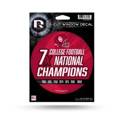Oklahoma Sooners 7 Time College Football Champs - Die Cut Vinyl Sticker