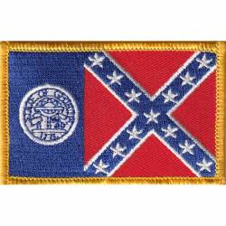 Georgia Confederate Flag - Embroidered Iron-On Patch