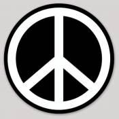 Black & White Peace Sign - Round Sticker