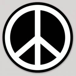 Black & White Peace Sign - Round Sticker
