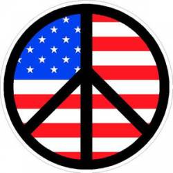 Black Peace Sign American Flag Background - Sticker