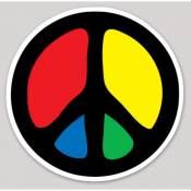 Red Yellow Blue Green Peace Sign - Vinyl Sticker