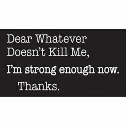 Dear Whatever Doesn't Kill Me I'm Strong Enough Now - Vinyl Sticker