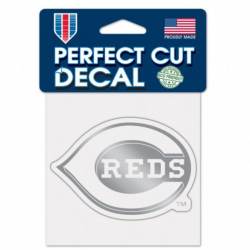 Cincinnati Reds - 4x4 Silver Metallic Die Cut Decal
