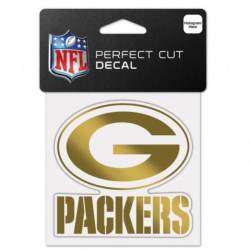 Green Bay Packers - 4x4 Gold Metallic Die Cut Decal