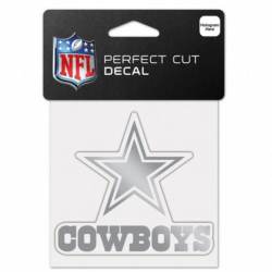Dallas Cowboys - 4x4 Silver Metallic Die Cut Decal