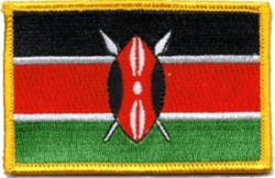 Kenya Flag - Embroidered Iron On Patch