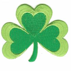 Green Irish Shamrock 3 Leaf - Embroidered Iron-On Patch