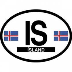IS Iceland Island - Reflective Oval Sticker