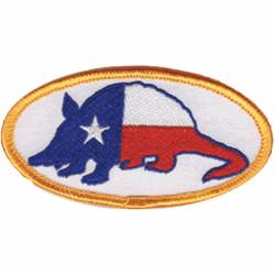 Texas Flag Armadillo - Embroidered Iron-On Patch