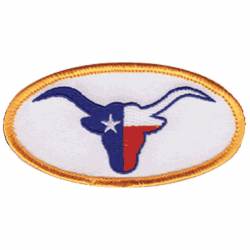 Texas Flag Longhorn - Embroidered Iron-On Patch