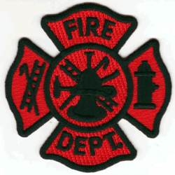 Fire Dept Red & Black Maltese Cross - Embroidered Iron-On Patch