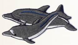 Double Dolphin - Embroidered Iron On Patch