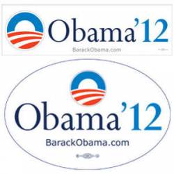 Set of 2 Official 2012 Obama White Bumper Stickers