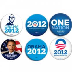 Set of 6 Official 2012 Obama Buttons