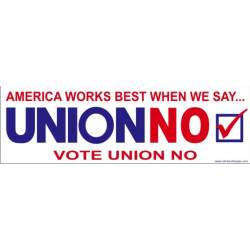 Vote Union No - Bumper Sticker