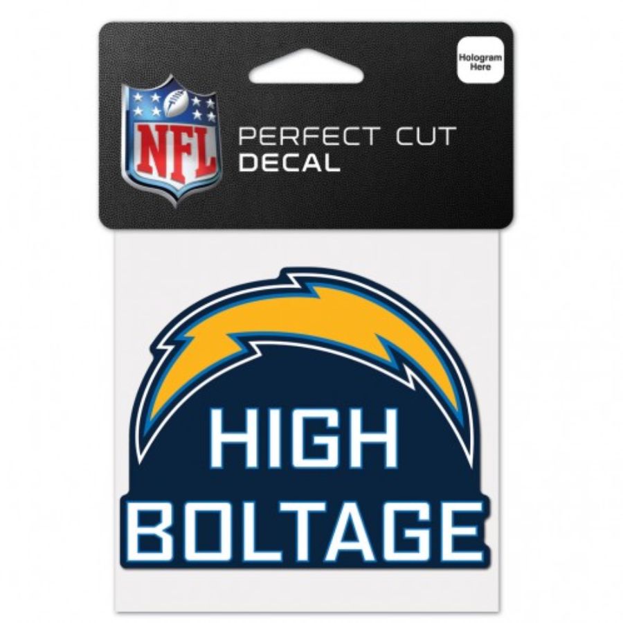Los Angeles Chargers High Boltage Slogan 4x4 Die Cut Decal at Sticker