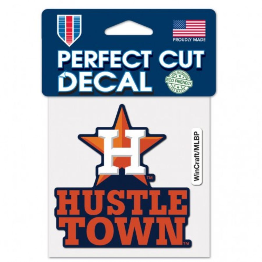 Houston Astros Hustle Town Slogan 4x4 Die Cut Decal at Sticker Shoppe