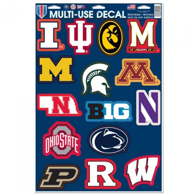 All Big 10 NCAA Teams & Big 10 Logo - Set of 15 Ultra Decals