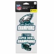 Philadelphia Eagles Super Bowl LIX 59 Champions - Set of Two 4x4 Die Cut Decals