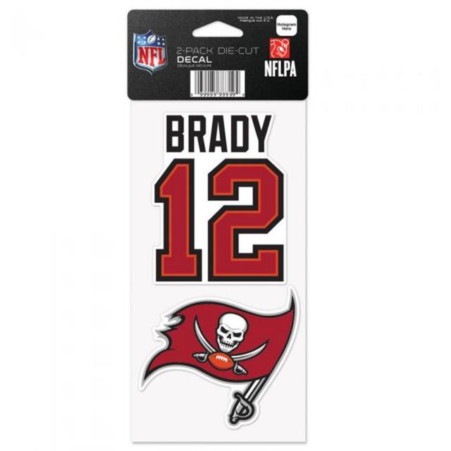 Tom Brady #12 Tampa Bay Buccaneers - Set of Two 4x4 Die Cut Decals