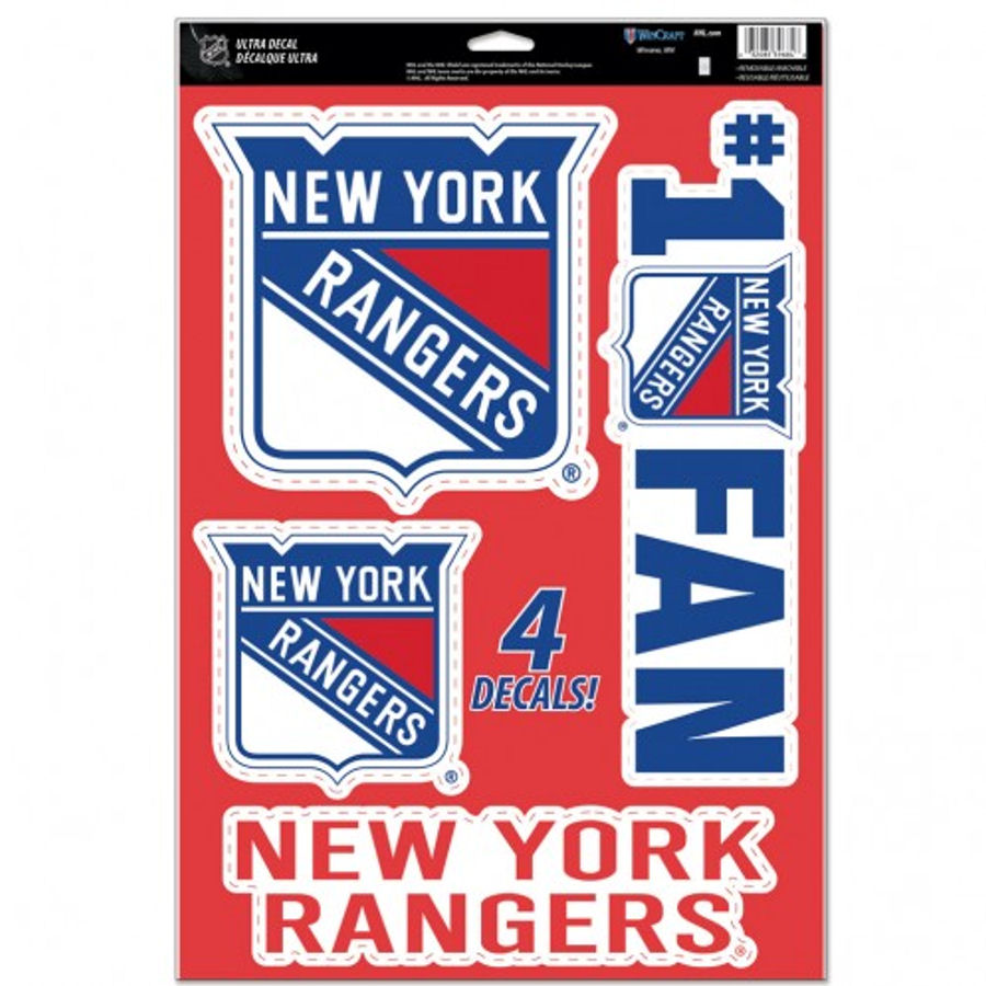 New York Rangers Set of 4 Ultra Decals at Sticker Shoppe