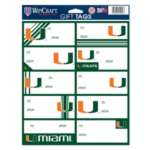 University Of Miami Hurricanes - Sheet of 10 Gift Tag Labels