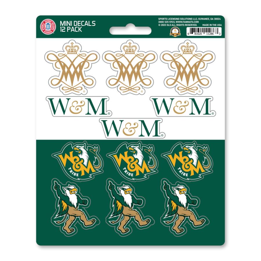 William & Mary College Tribe - Set Of 12 Sticker Sheet
