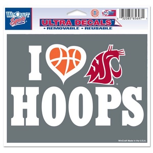 I Love Washington State University Cougars Hoops - 5x6 Ultra Decal
