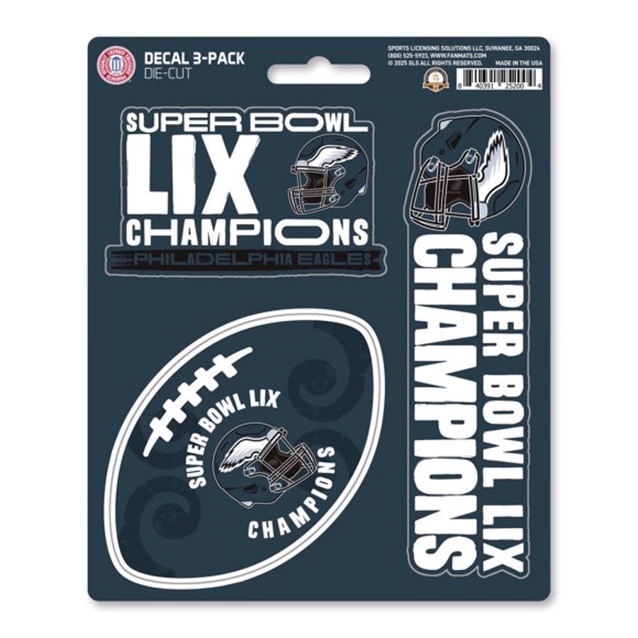 Philadelphia Eagles Super Bowl 59 LIX Champions - Set Of 3 Sticker ...