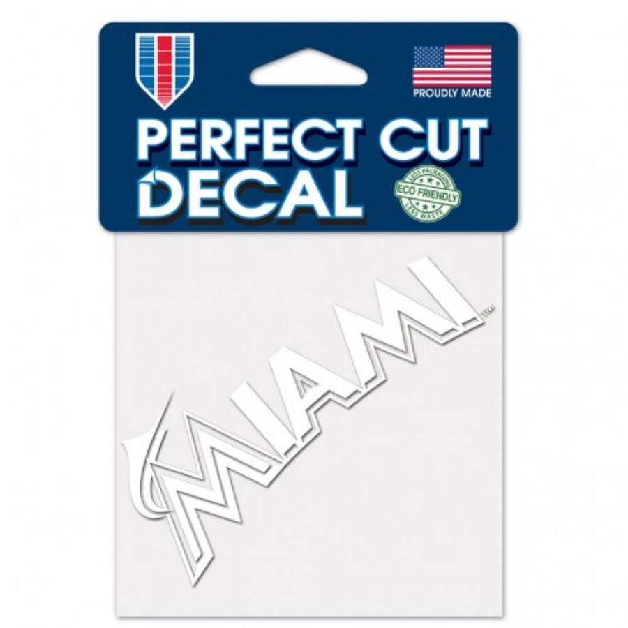 Miami Marlins Script Logo - 4x4 White Die Cut Decal