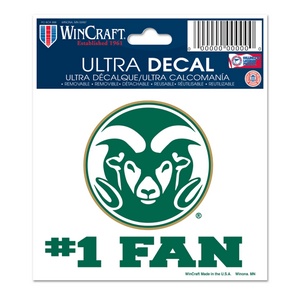 Colorado State University Rams #1 Fan - 3x4 Ultra Decal at Sticker Shoppe