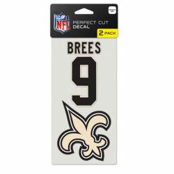 Drew Brees #9 New Orleans Saints - Set of Two 4x4 Die Cut Decals