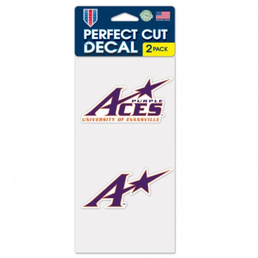 University Of Evansville Purple Aces Set of Two 4x4 Die Cut Decals at