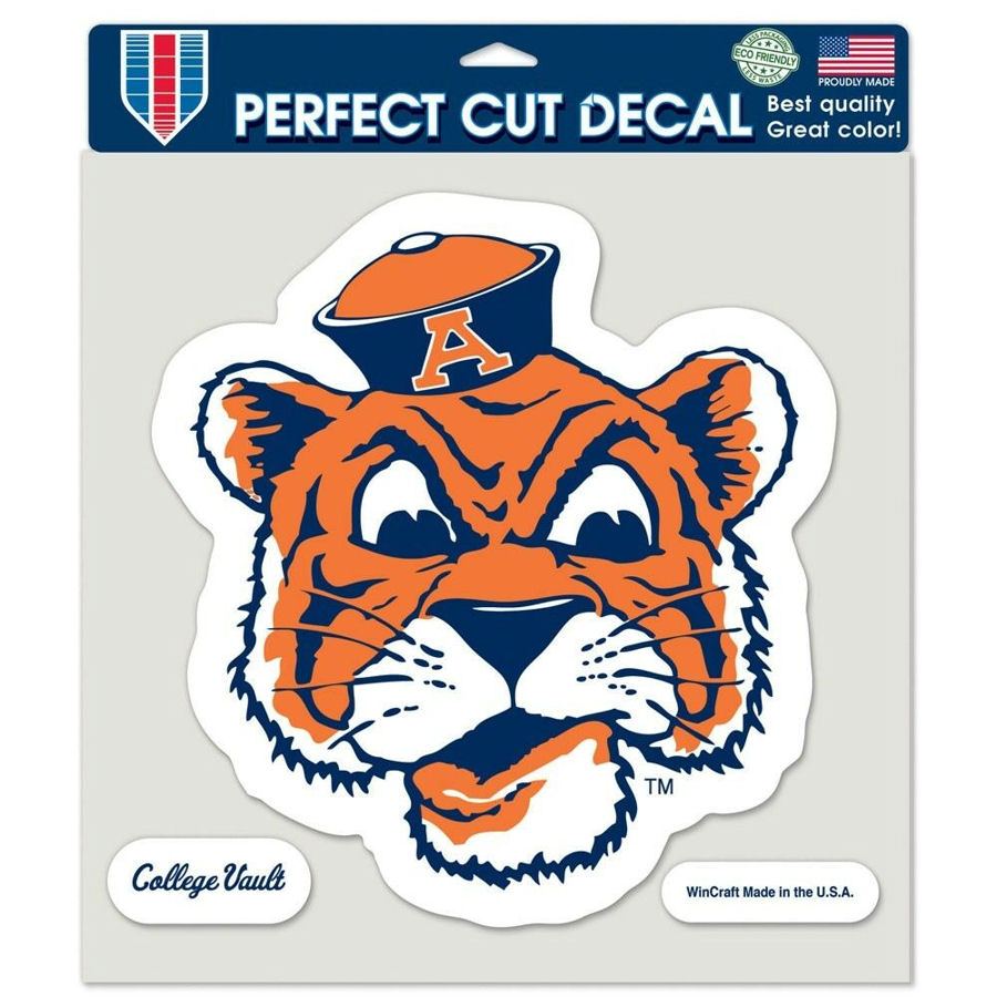 Auburn University Tigers Retro Mascot 8x8 Full Color Die Cut Decal at