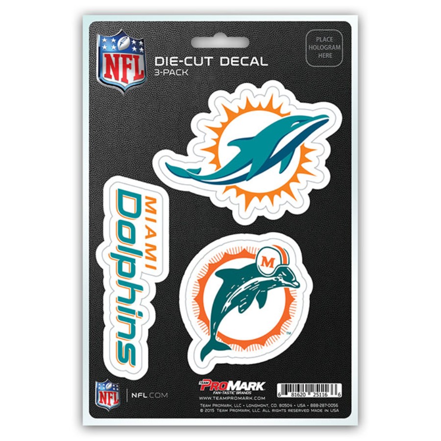 Miami Dolphins Team Logo Set Of 3 Sticker Sheet at Sticker Shoppe