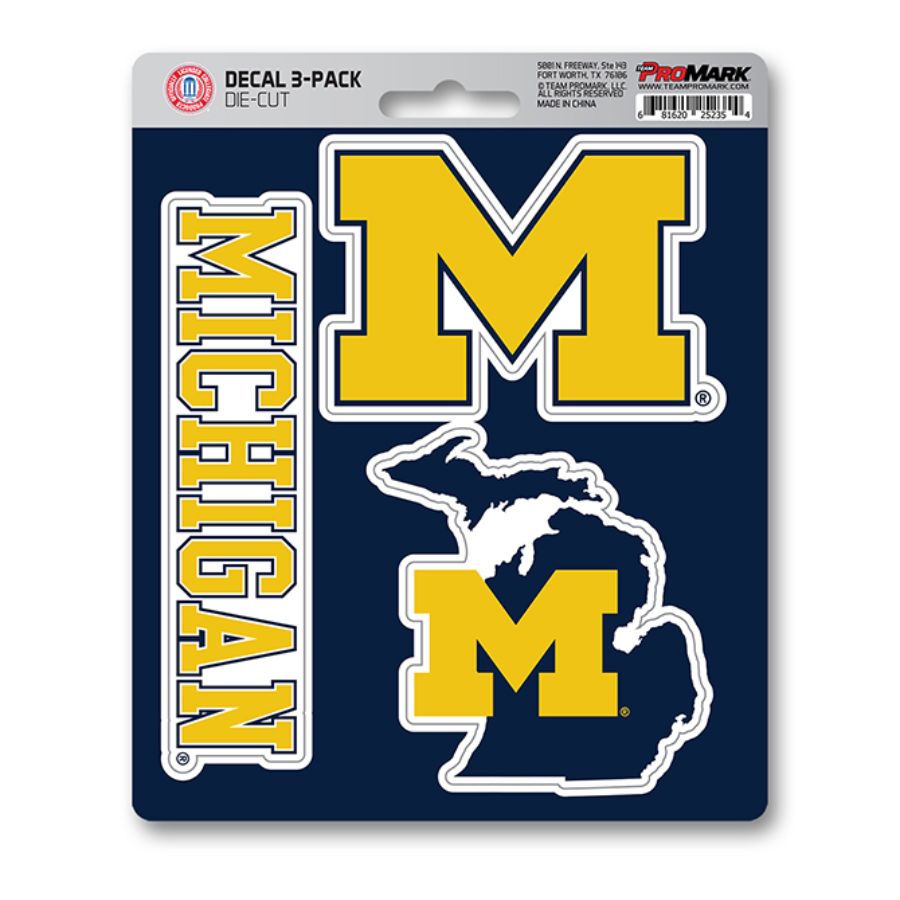 University Of Michigan Wolverines Team Logo - Set Of 3 Sticker Sheet at