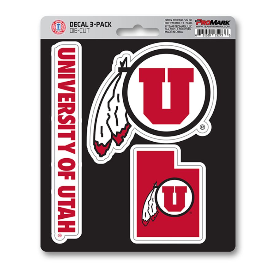University Of Utah Utes Team Logo - Set Of 3 Sticker Sheet